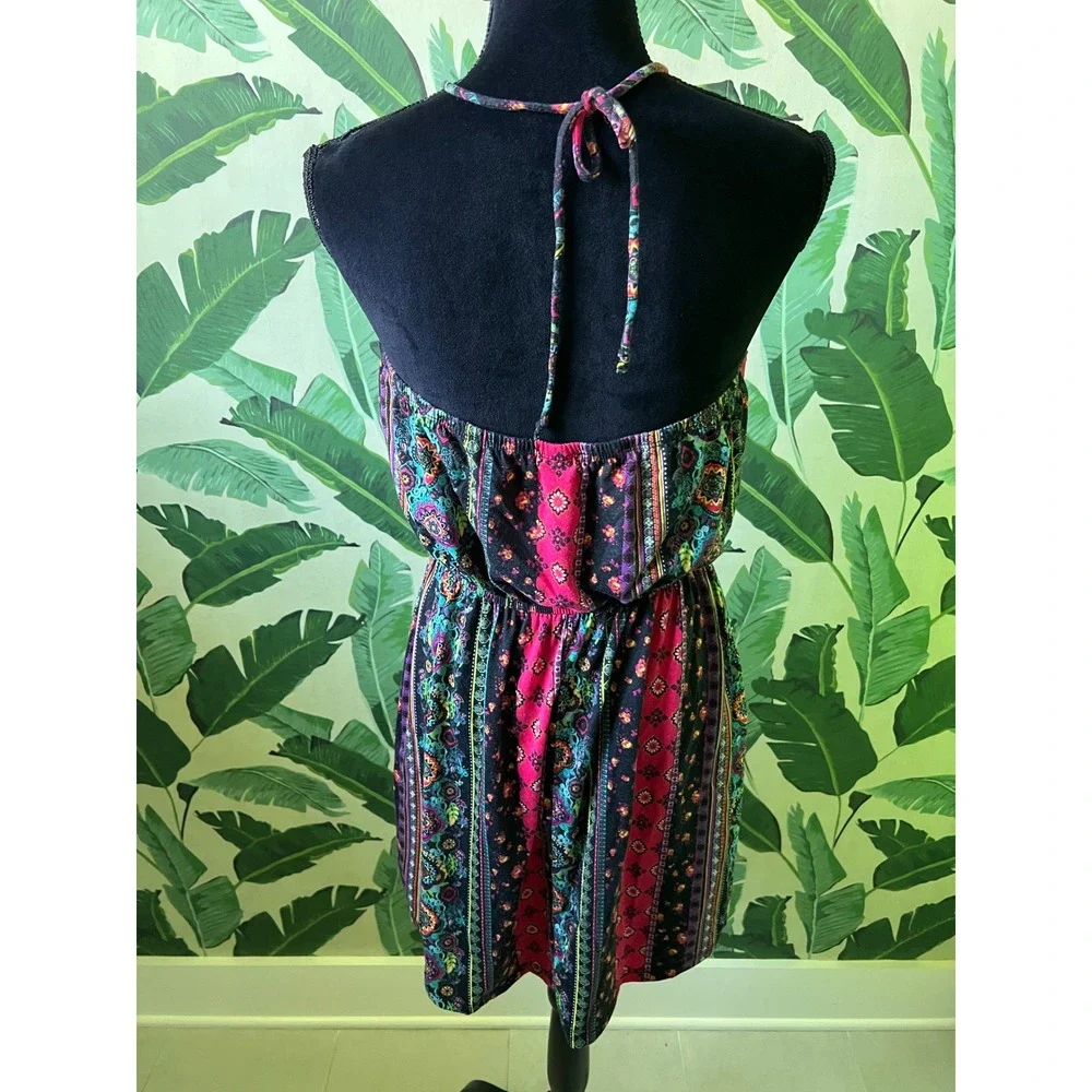 No‎ Boundaries Halter Mini Dress Women Large Multi-Color